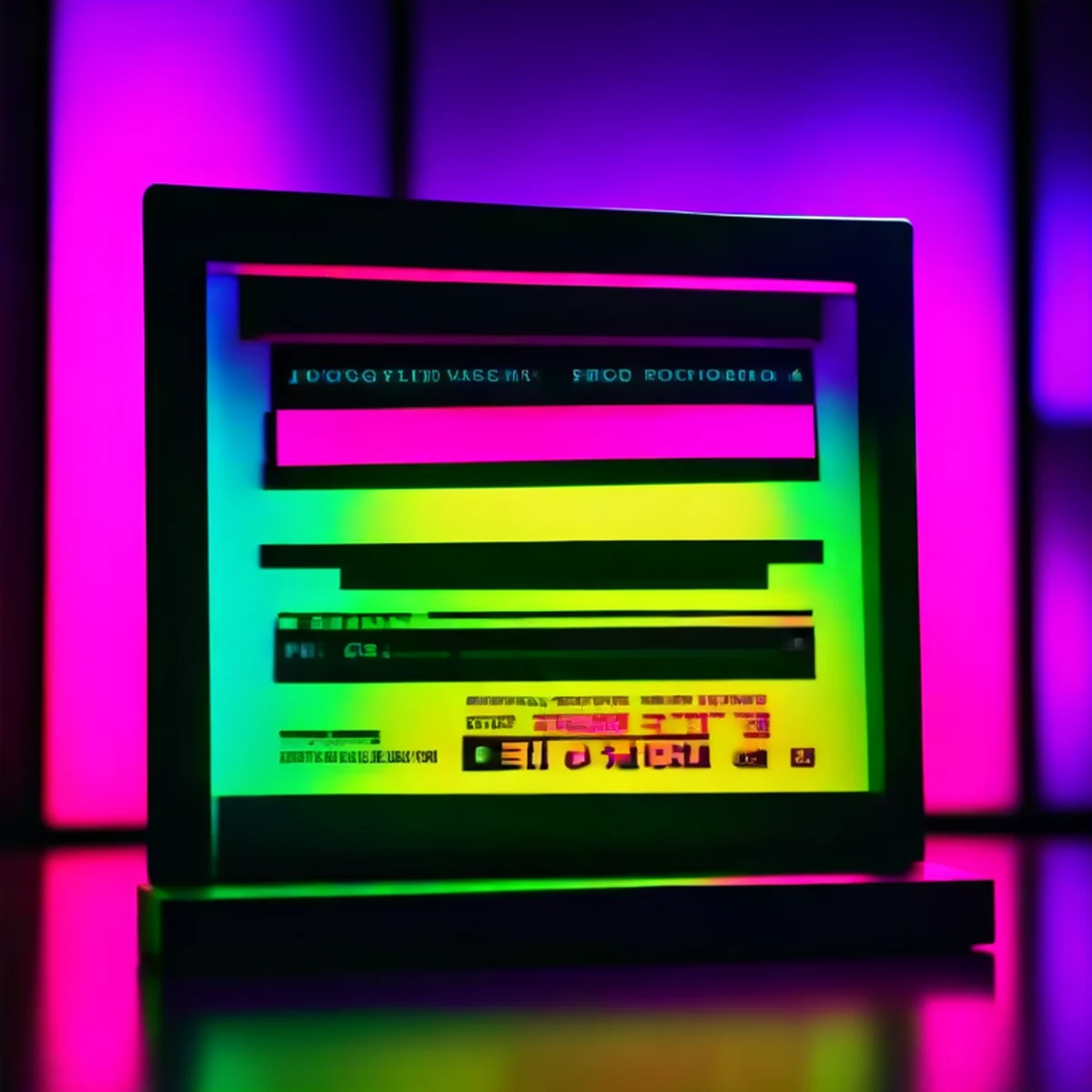 Clapperboard cinematografico con riflessi di luci colorate