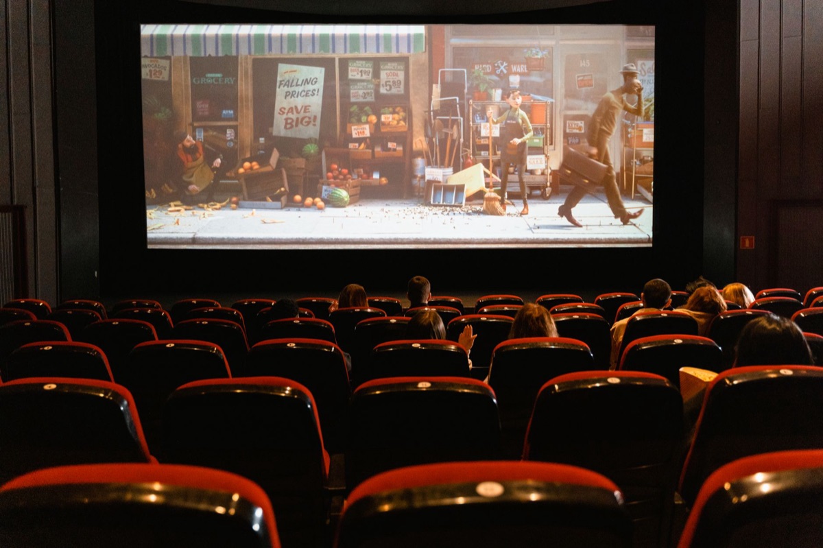 Interior of a modern Korean movie theater seating area.