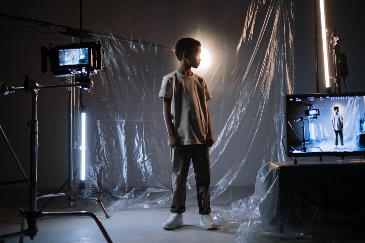Set de filmagem com tela verde
