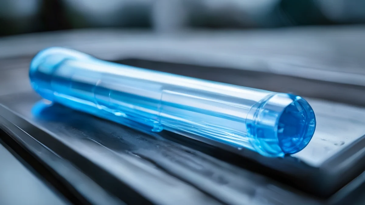 Een duidelijk plastic tube met een cirkelvormige doorsnede, toont het interne en externe oppervlak.