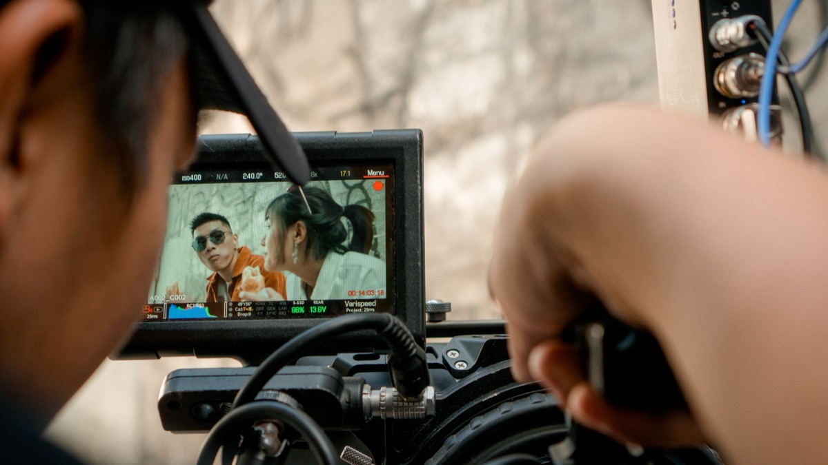 Korean film set with green screen