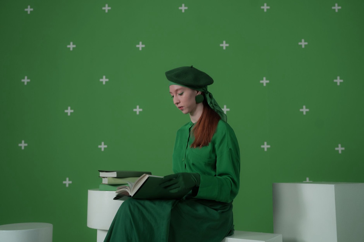 Korean film set with green screen backdrop